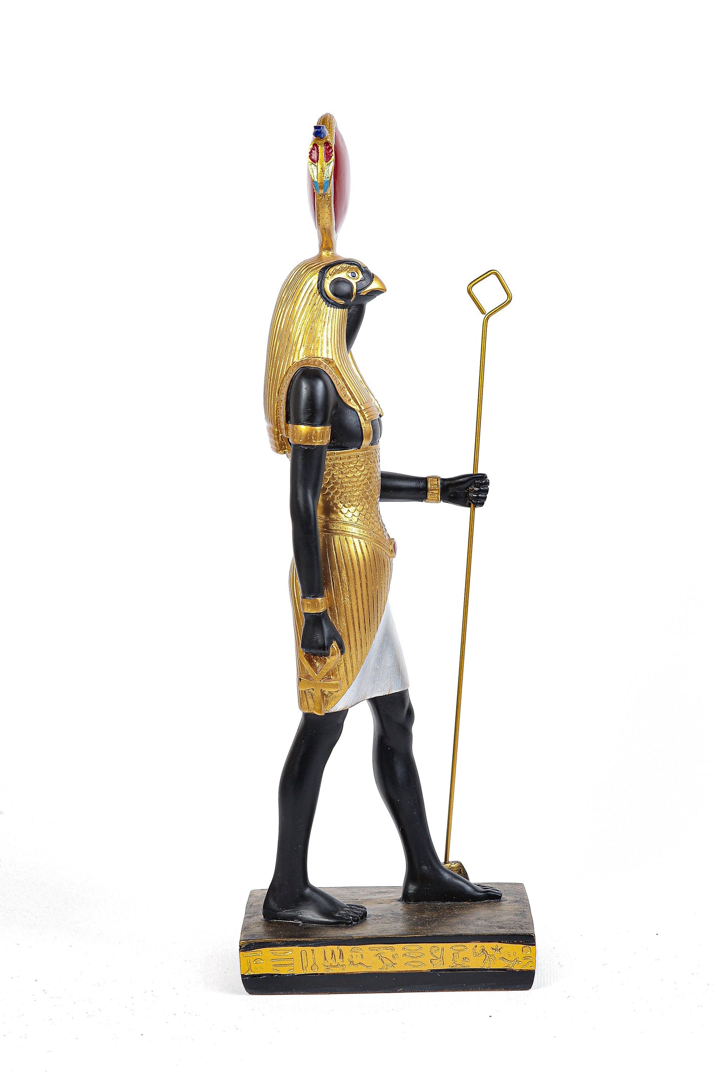 Statue of Ra Harakhte Sun God crowned with a solar disk Unique gold black large made in Egypt